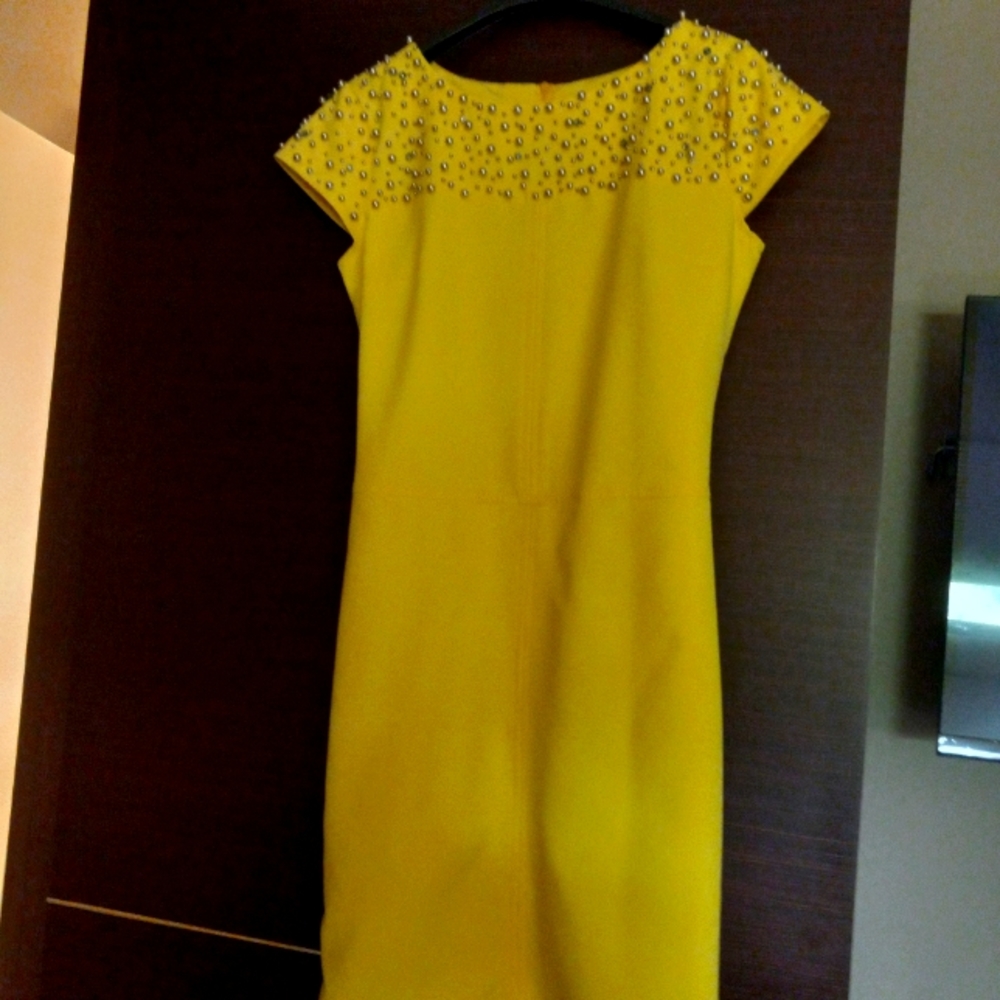 Sheath dress with rhinestone,  embellished top.